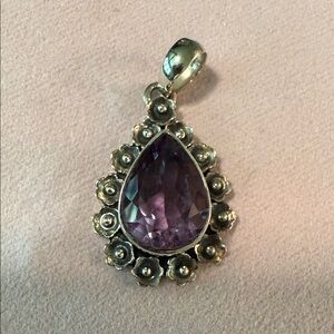 Faceted amethyst sterling silver Pendant